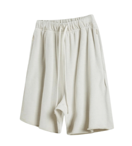 Loose Edge Cotton Shorts - Grey Apricot