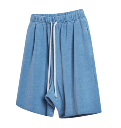 Loose Edge Cotton Shorts - Blue