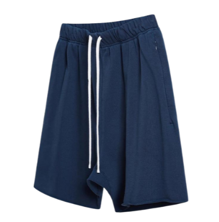 Loose Edge Cotton Shorts - Blue